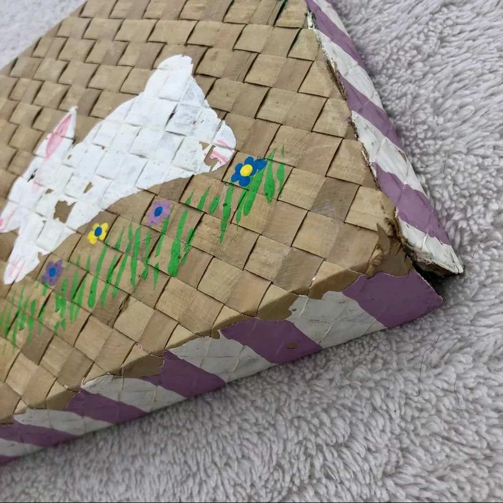 Cottagecore Vintage Easter Box Bunny Rabbit Woven Cute!